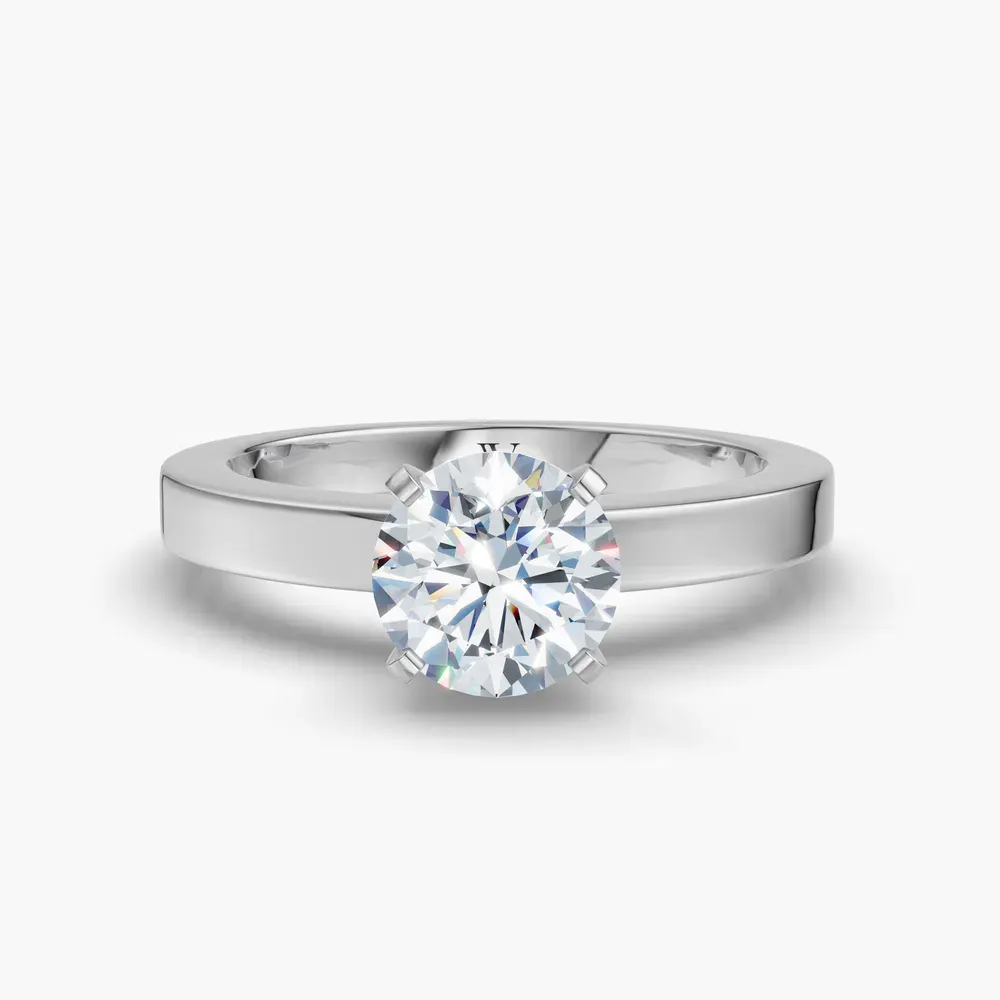 Certified 1 carat Lab Grown Diamond Round Cut Solitaire, Classic, Simple Engagement Ring in 14K White Gold-Elun