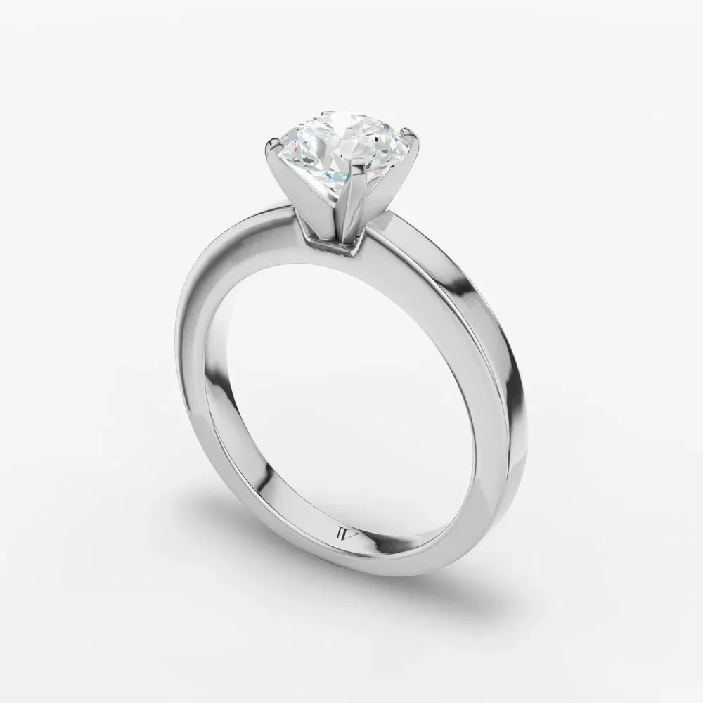 Certified 1 carat Lab Grown Diamond Round Cut Solitaire, Classic, Simple Engagement Ring in 14K White Gold-Elun