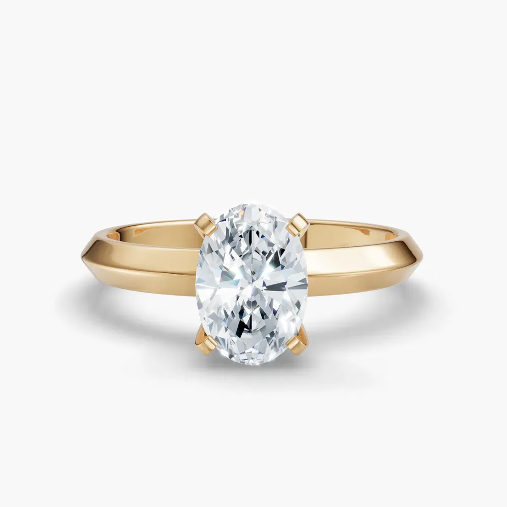Certified 1 carat Lab Grown Diamond Oval Cut Solitaire, Classic, Simple Engagement Ring in 14K Yellow Gold-Marshi