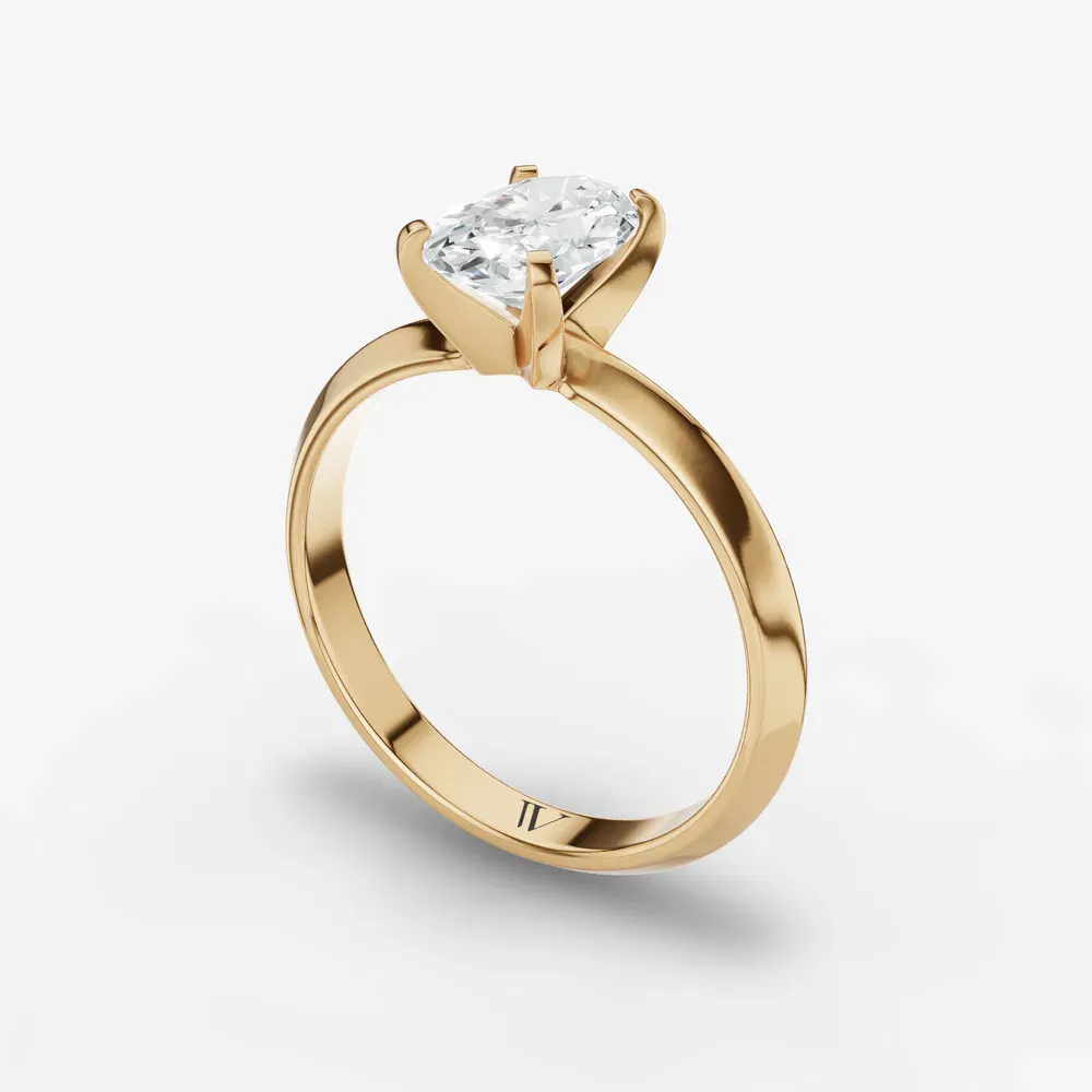 Certified 1 carat Lab Grown Diamond Oval Cut Solitaire, Classic, Simple Engagement Ring in 14K Yellow Gold-Marshi