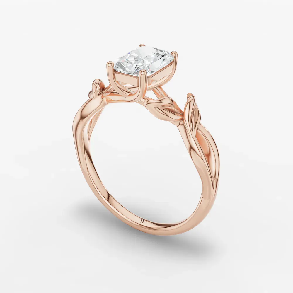 Certified 1 carat Lab Grown Diamond Radiant Cut Solitaire, Vintage, Split Shank Engagement Ring in 14K Rose Gold-Mirel