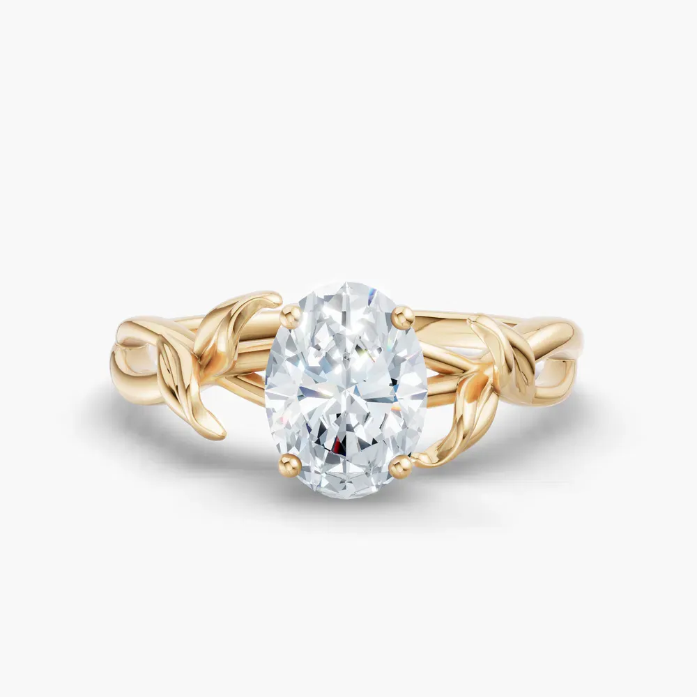 Certified 1 carat Lab Grown Diamond Oval Cut Solitaire, Vintage, Split Shank Engagement Ring in 14K Yellow Gold-Mirel