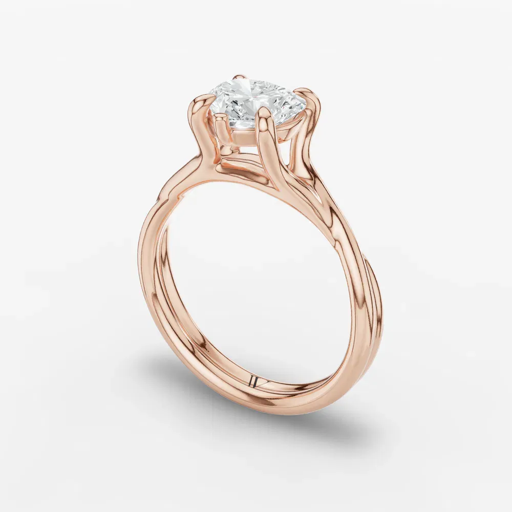 Certified 1 carat Lab Grown Diamond Heart Cut Solitaire, Twist, Split Shank Engagement Ring in 14K Rose Gold-Iridell