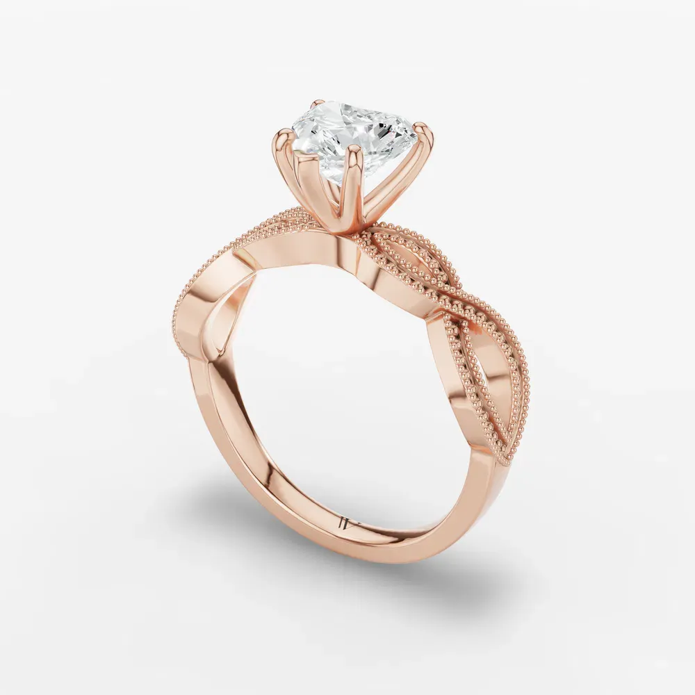 Certified 1 carat Lab Grown Diamond Heart Cut Solitaire, Vintage, Unique Engagement Ring in 14K Rose Gold-Niva