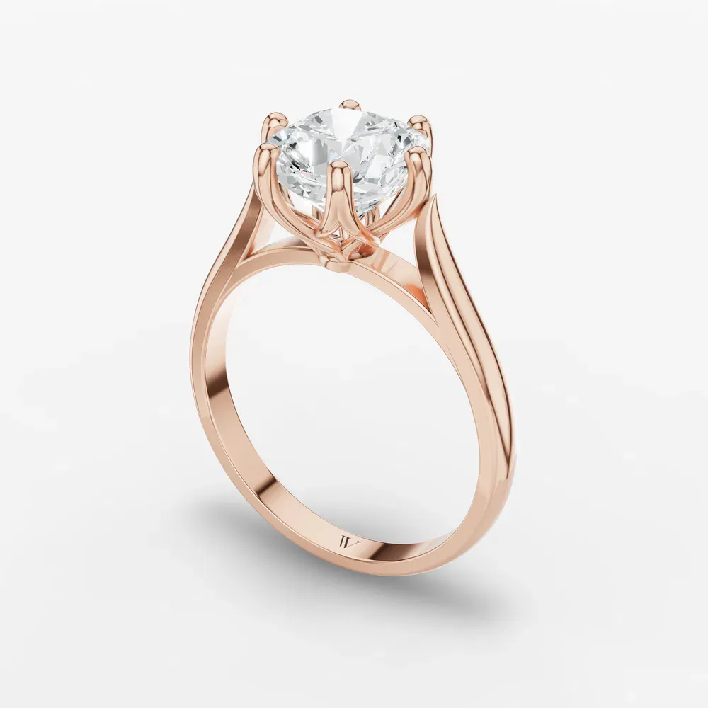 Certified 2 carat Lab Grown Diamond Cushion Cut Solitaire, Vintage, Cathedral Engagement Ring in 14K Rose Gold-Nova