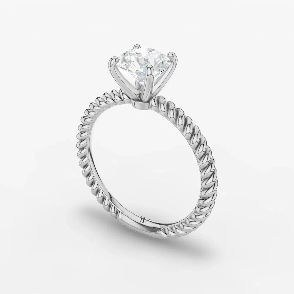 Certified 1 carat Lab Grown Diamond Round Cut Solitaire, Twist, Vintage Engagement Ring in 14K White Gold-Liray