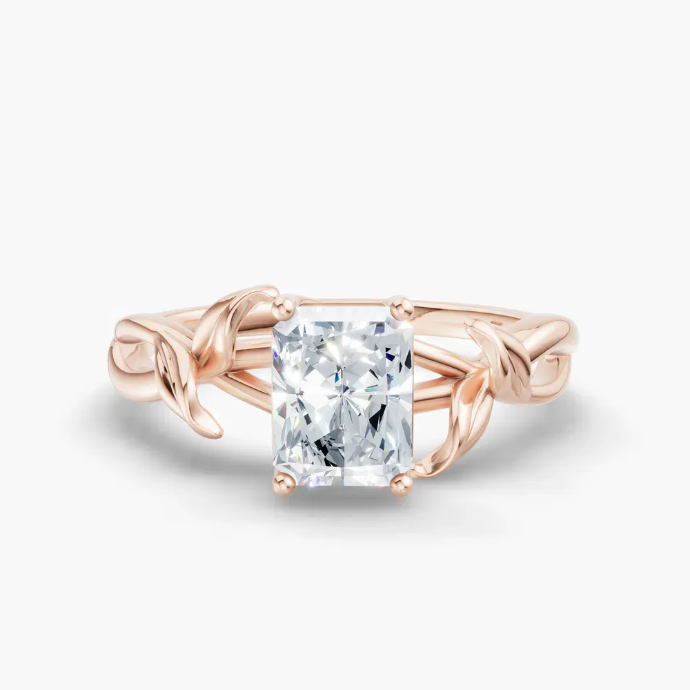 Certified 1 carat Lab Grown Diamond Radiant Cut Solitaire, Vintage, Split Shank Engagement Ring in 14K Rose Gold-Mirel