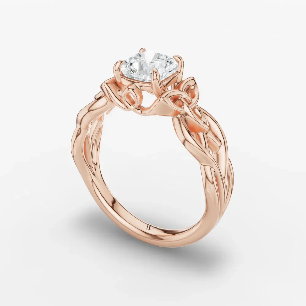 Certified 1 carat Lab Grown Diamond Cushion Cut Solitaire, Split Shank, Vintage Engagement Ring in 14K Rose Gold-Kaelin