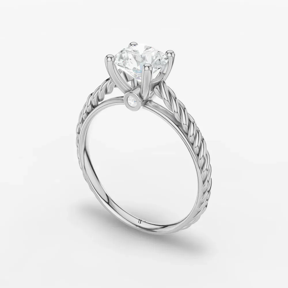 Certified 1 carat Lab Grown Diamond Round Cut Solitaire, Vintage, Cathedral Engagement Ring in 14K White Gold-Voss
