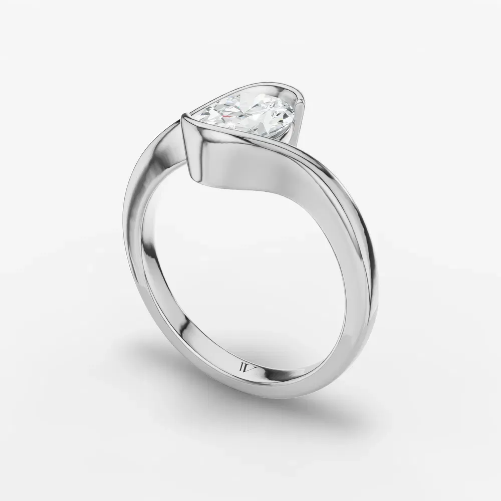Certified 1 carat Lab Grown Diamond Oval Cut Solitaire, Modern, Bezel Engagement Ring in 18K White Gold-Rylen