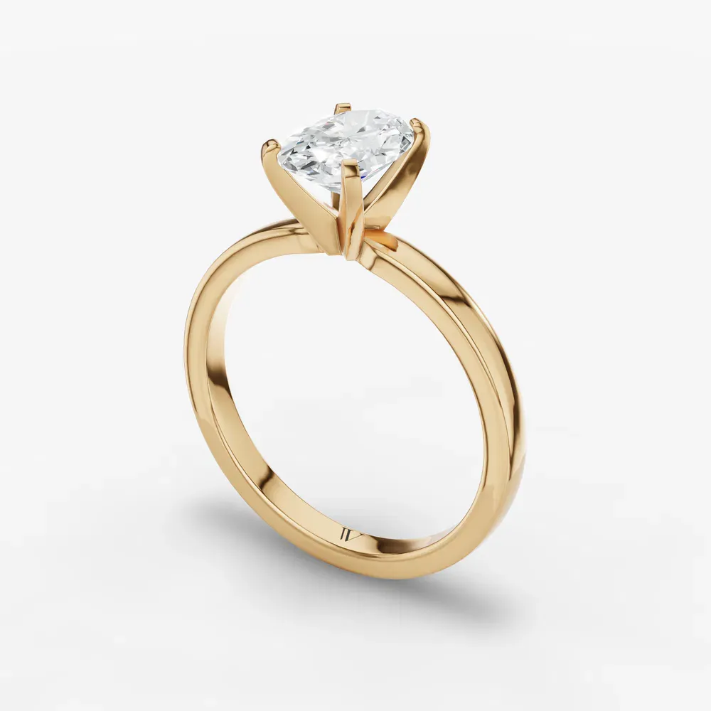 Certified 1 carat Lab Grown Diamond Oval Cut Solitaire, Classic, Simple Engagement Ring in 14K Yellow Gold-Ocea