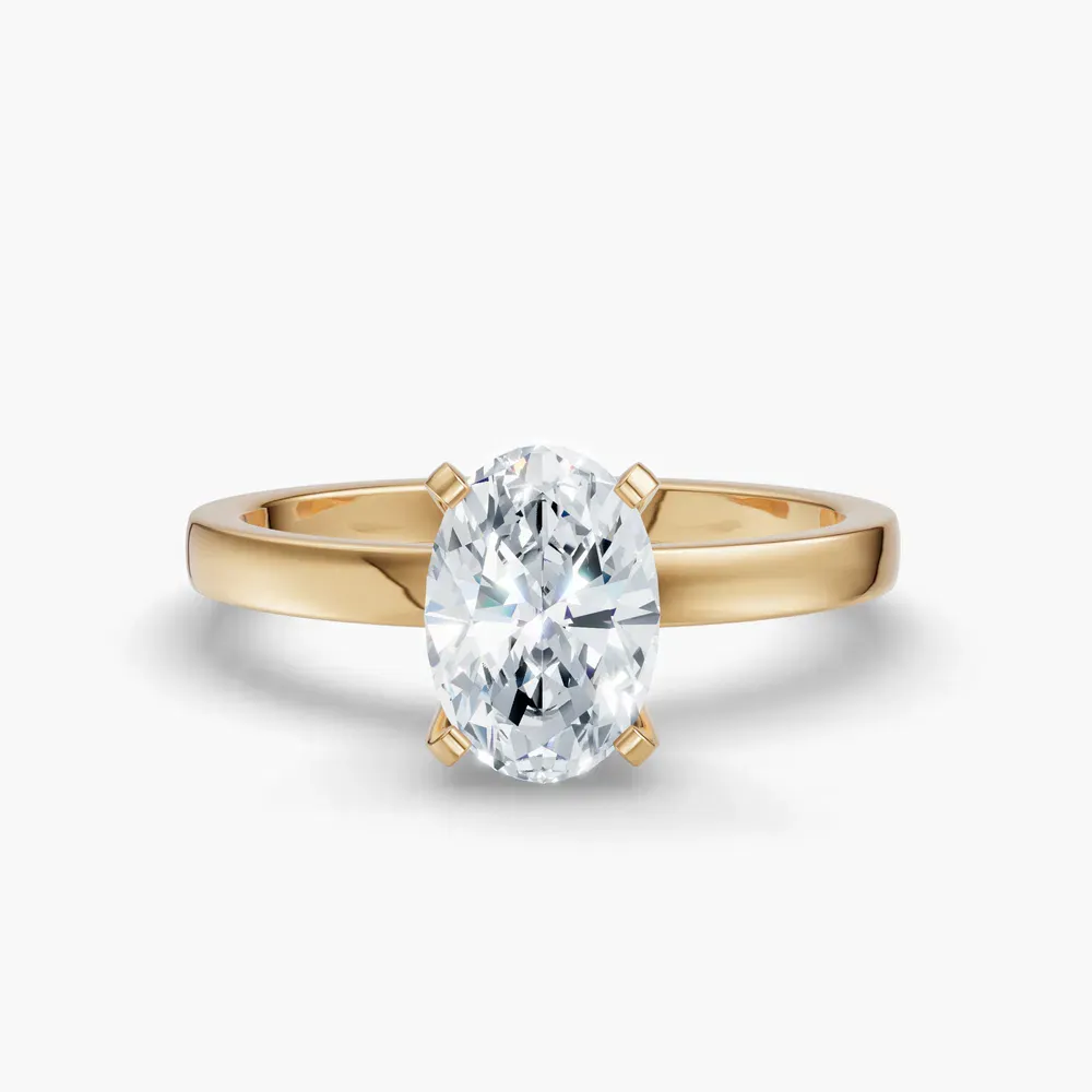 Certified 1 carat Lab Grown Diamond Oval Cut Solitaire, Classic, Simple Engagement Ring in 14K Yellow Gold-Ocea