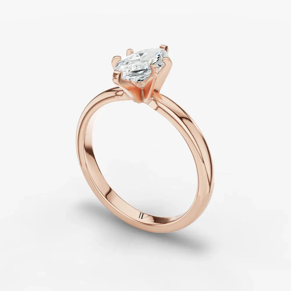 Certified 1 carat Lab Grown Diamond Marquise Cut Solitaire, Classic, Simple Engagement Ring in 14K Rose Gold-Thaly