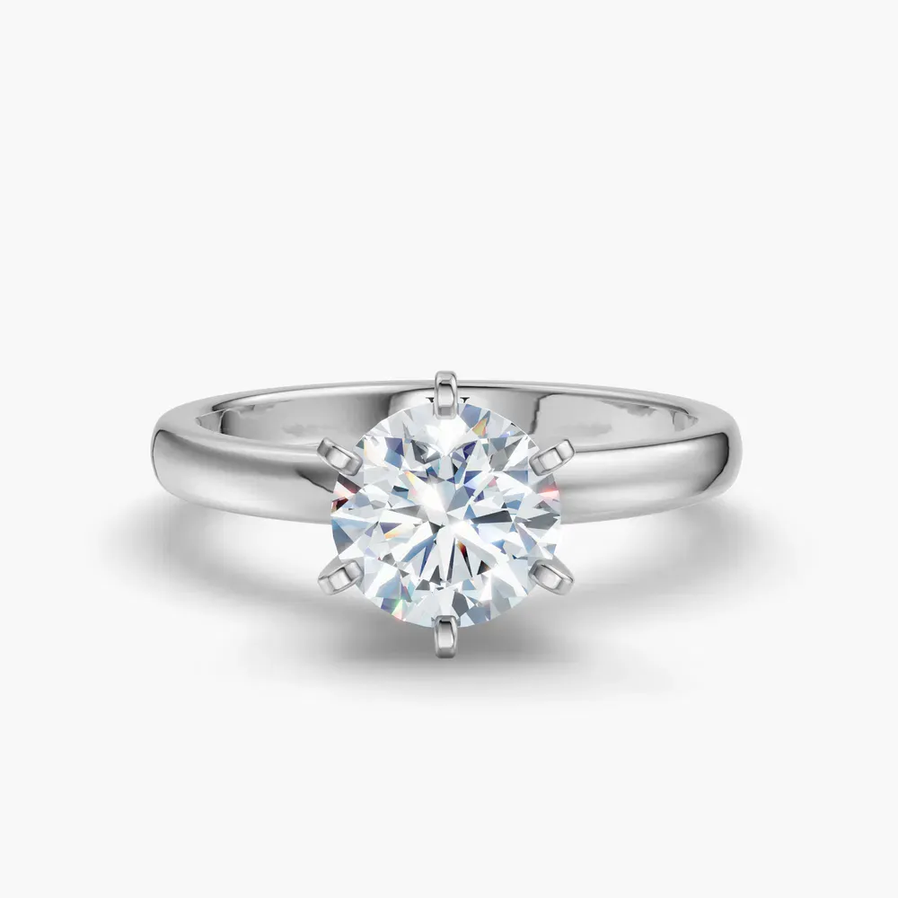 Certified 1 carat Lab Grown Diamond Round Cut Solitaire, Classic, Simple Engagement Ring in 14K White Gold-Thaly