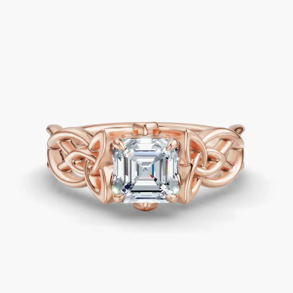 Certified 1 carat Lab Grown Diamond Asscher Cut Solitaire, Split Shank, Vintage Engagement Ring in 14K Rose Gold-Kaelin