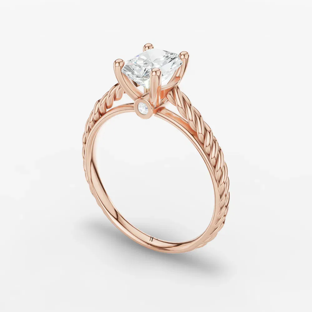 Certified 1 carat Lab Grown Diamond Radiant Cut Solitaire, Vintage, Cathedral Engagement Ring in 14K Rose Gold-Voss