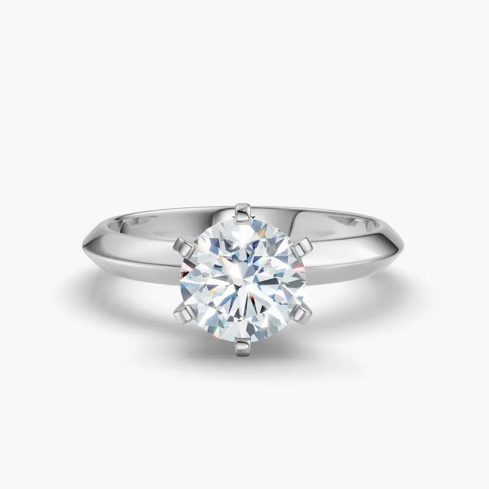 Certified 1 carat Lab Grown Diamond Round Cut Solitaire, Classic, Simple Engagement Ring in 14K White Gold-Aurori