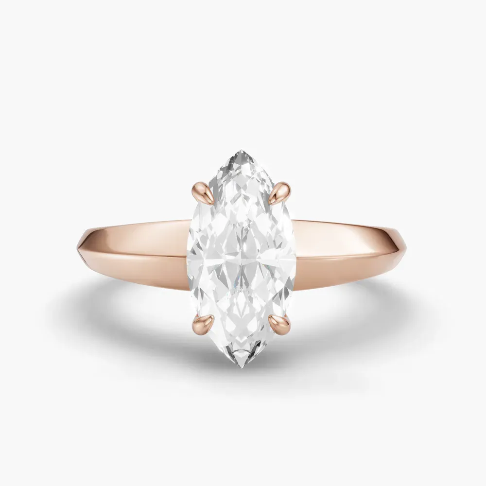 Certified 2 carat Lab Grown Diamond Marquise Cut Solitaire, Classic, Simple Engagement Ring in 14K Rose Gold-Jynx