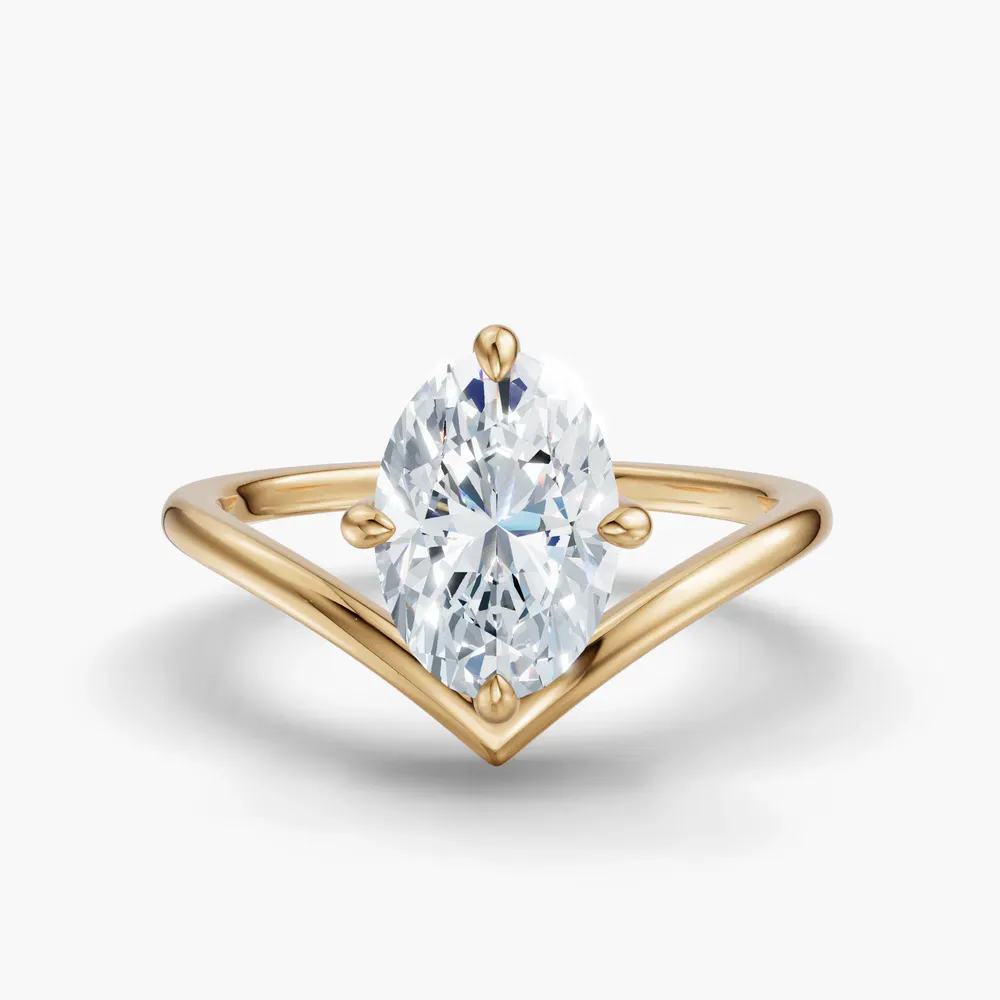 Certified 2 carat Lab Grown Diamond Oval Cut Solitaire, Floating Engagement Ring in 14K Yellow Gold-Lira