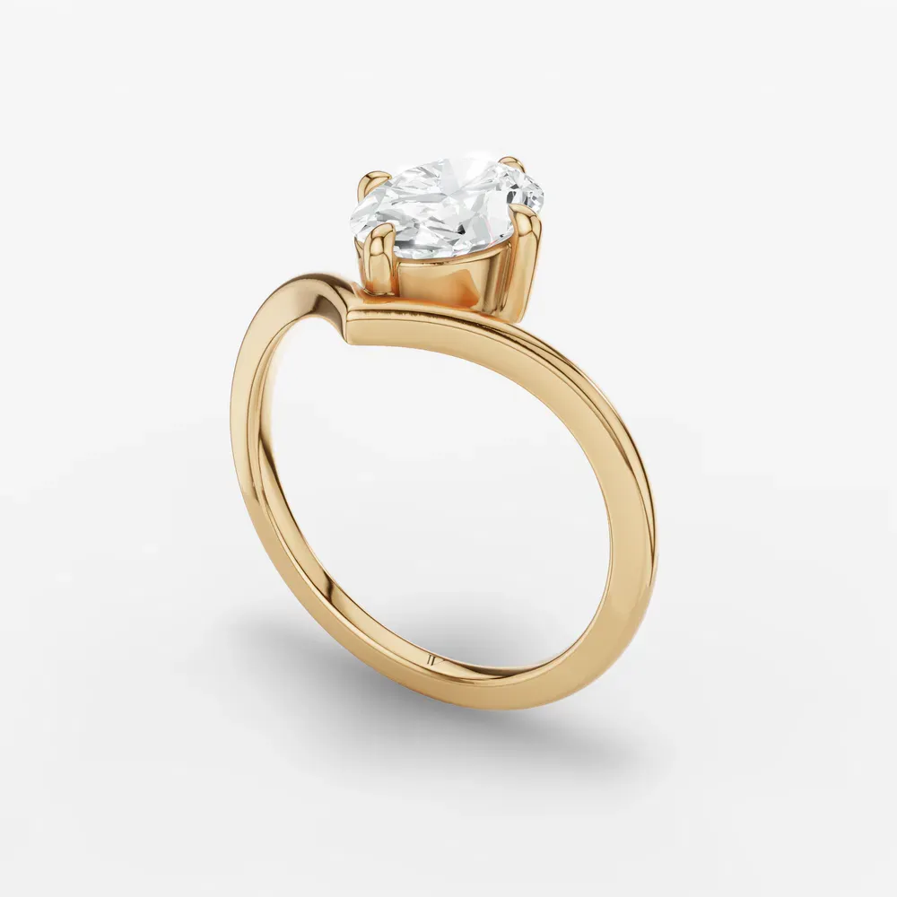 Certified 2 carat Lab Grown Diamond Oval Cut Solitaire, Floating Engagement Ring in 14K Yellow Gold-Lira