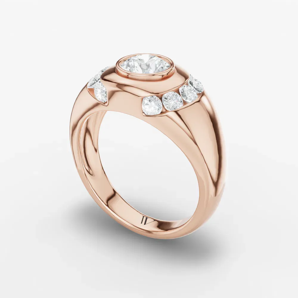 Certified 1 carat Lab Grown Diamond Round Cut Men's Engagement Ring in 14K Rose Gold-Selen