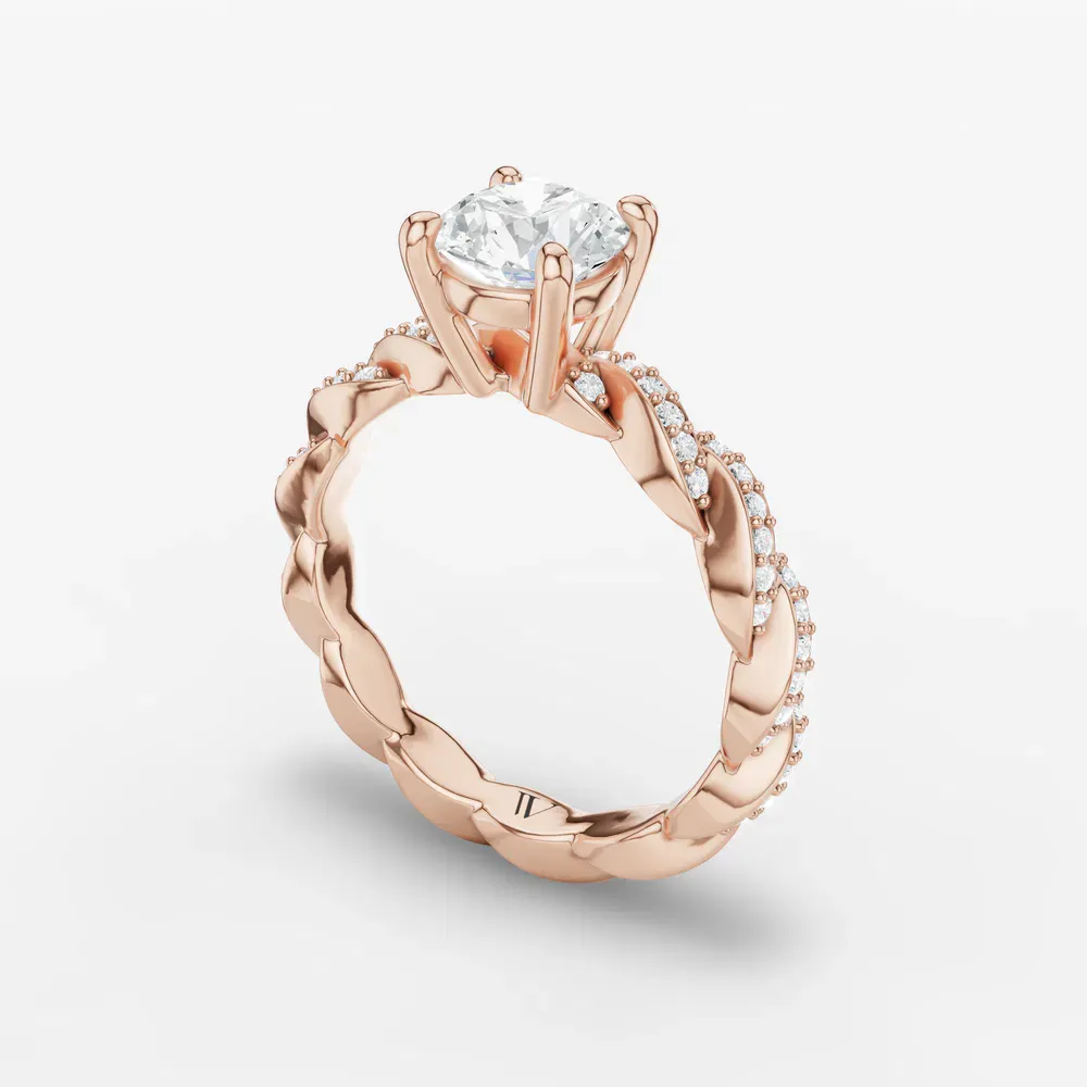 Certified 1 carat Lab Grown Diamond Round Cut Twist, Pavé, Infinity Engagement Ring in 14K Rose Gold-Vylem