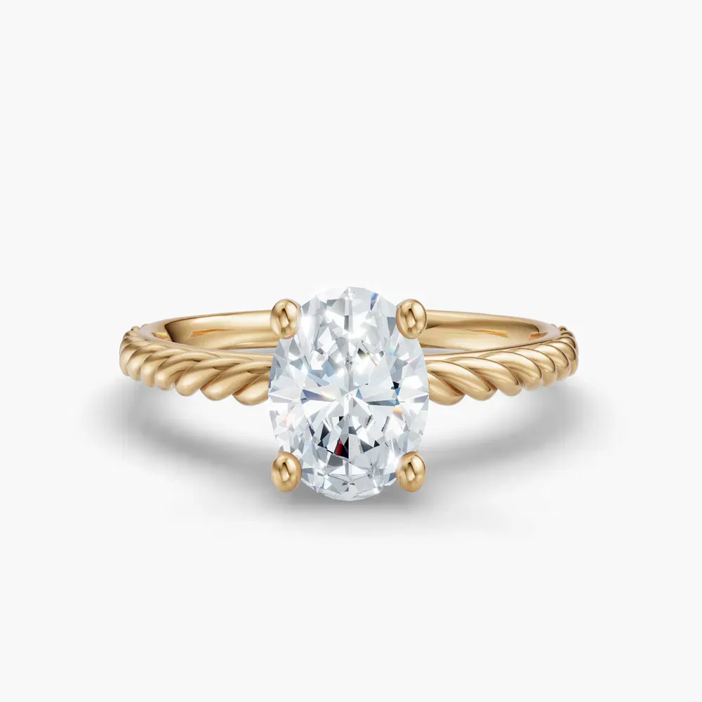 Certified 1 carat Natural Diamond Oval Cut Solitaire, Vintage, Cathedral Engagement Ring in 14K Yellow Gold-Voss