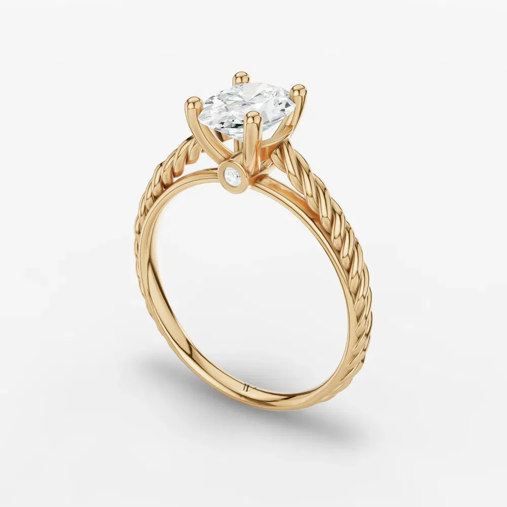 Certified 1 carat Natural Diamond Oval Cut Solitaire, Vintage, Cathedral Engagement Ring in 14K Yellow Gold-Voss