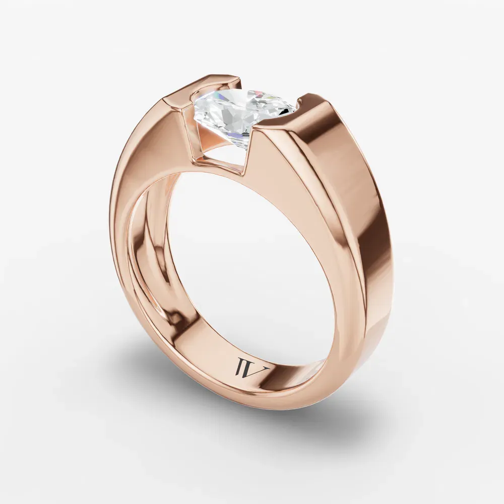 Certified 1 carat Natural Diamond Oval Cut Men's Engagement Ring in 14K Rose Gold-Raven