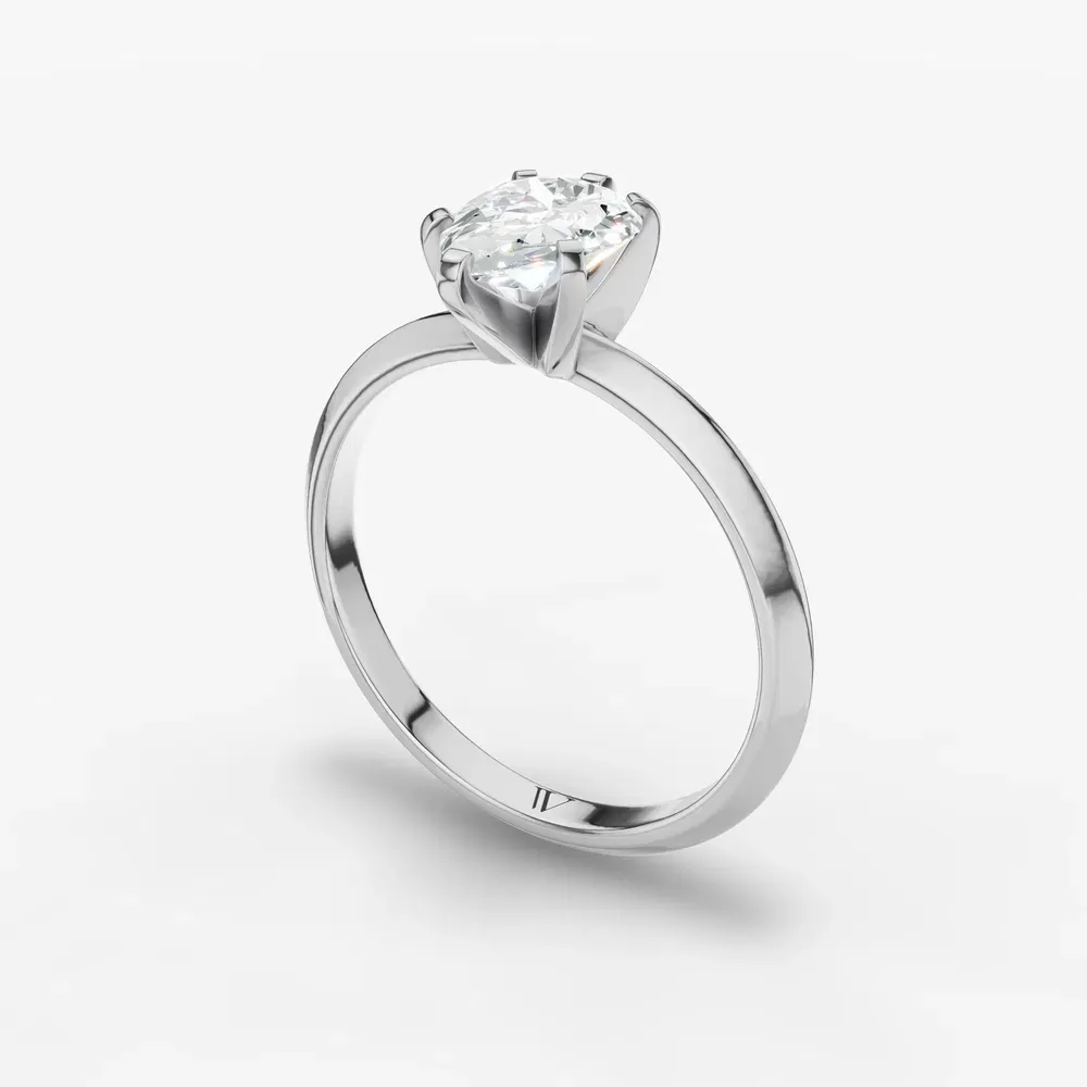 Certified 1 carat Lab Grown Diamond Pear Cut Solitaire, Classic, Simple Engagement Ring in 14K White Gold-Sylun