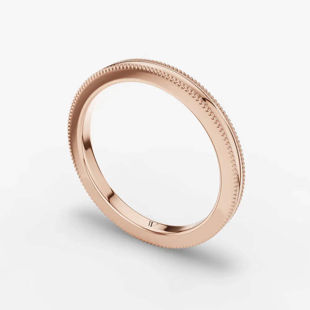 2mm Simple, Plain metal, Stackable Wedding Ring in 14K Rose Gold-Vorenli