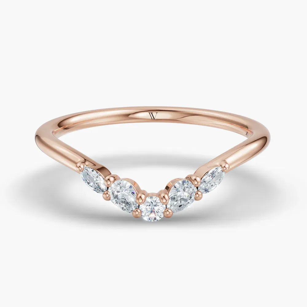 Curved, Stackable Lab Diamond Ring (0.2 CTW) in 14K Rose Gold-Qaelis
