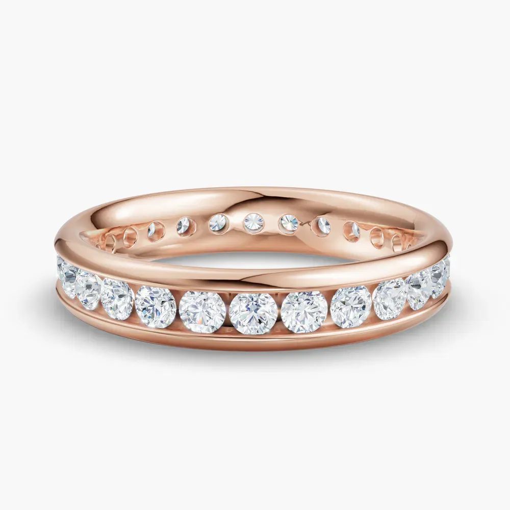 Channel set, Stackable, Simple Lab Diamond Ring (1 CTW) in 14K Rose Gold-Zevlo