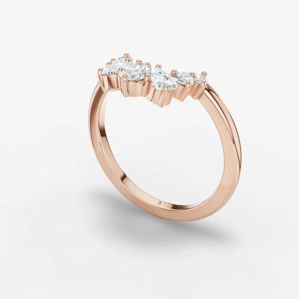 Stackable, Curved Lab Diamond Ring (0.5 CTW) in 14K Rose Gold-Pexora