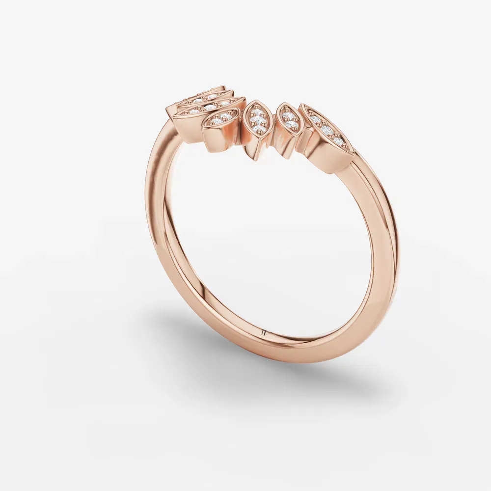 Curved, Stackable, Nature inspired Lab Diamond Ring (0.04 CTW) in 14K Rose Gold-Mevu