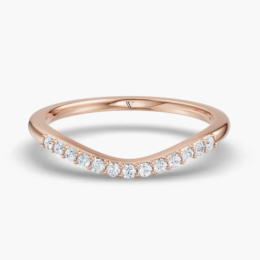 Curved, Stackable, Simple Lab Diamond Ring (0.1 CTW) in 14K Rose Gold-Pyvo