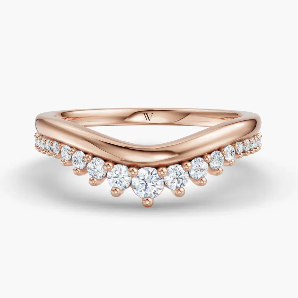 Stackable, Curved, Diamond Lab Diamond Ring (0.2 CTW) in 14K Rose Gold-Hysvor