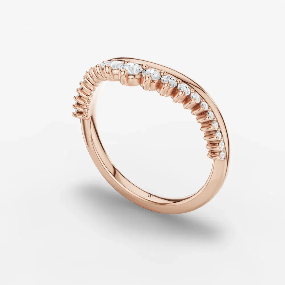 Stackable, Curved, Diamond Lab Diamond Ring (0.2 CTW) in 14K Rose Gold-Hysvor