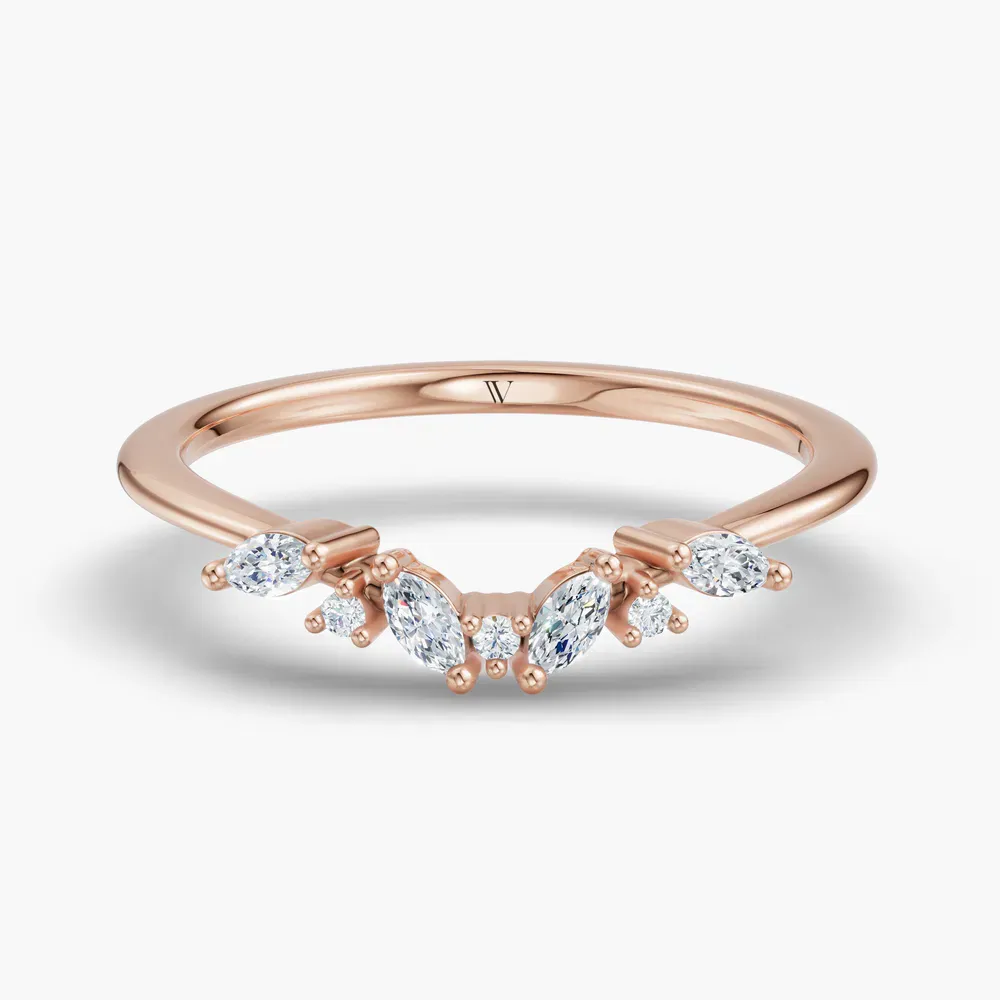 Stackable, Curved Lab Diamond Ring (0.1 CTW) in 14K Rose Gold-Zoli