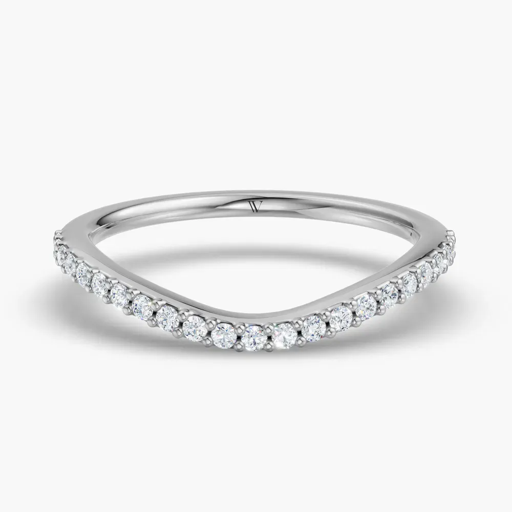 Curved, Stackable, Simple Lab Diamond Ring (0.1 CTW) in 14K White Gold-Tivol