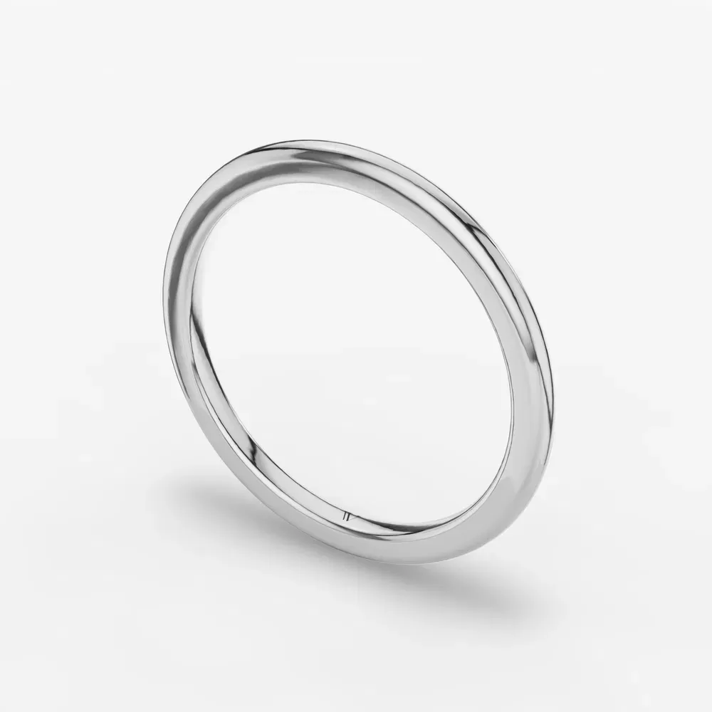 1.5mm Plain metal, Stackable, Classic Wedding Ring in 14K White Gold-Miroxa