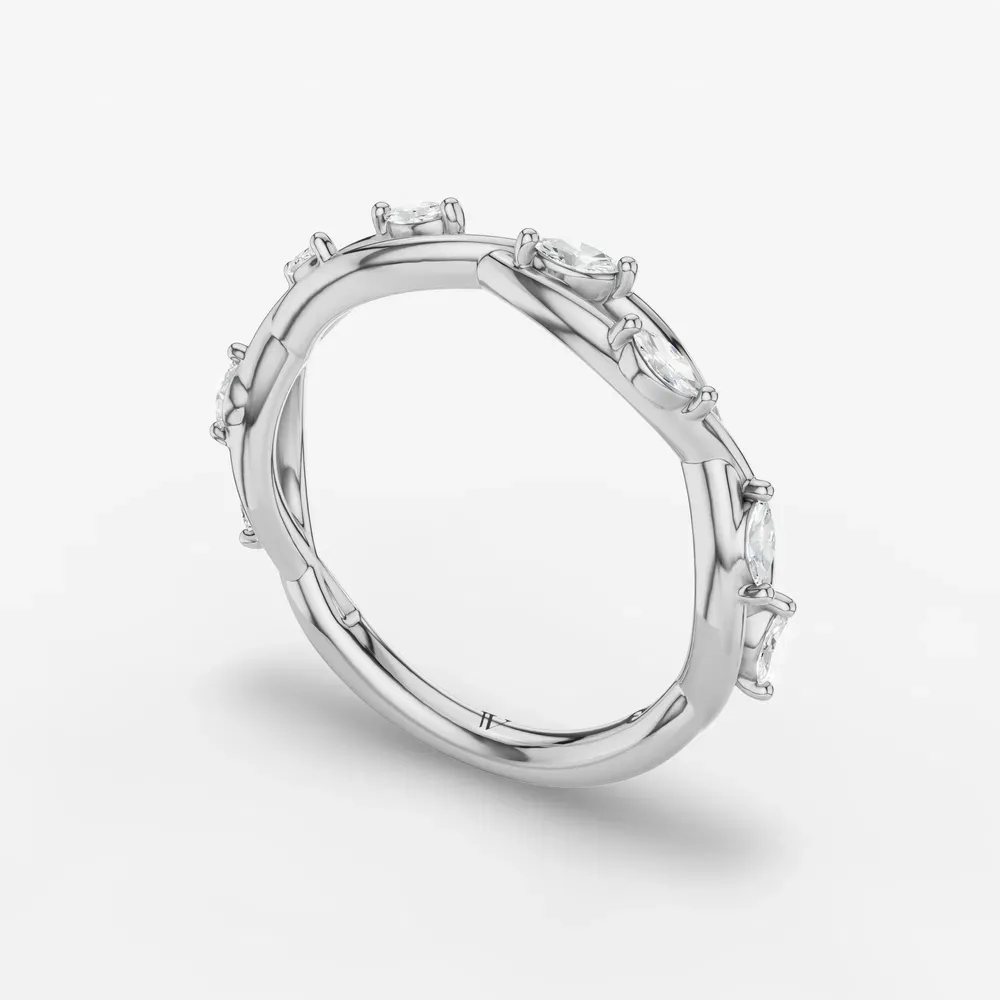Nature inspired, Curved, Stackable Lab Diamond Ring (0.2 CTW) in 14K White Gold-Gevlyn