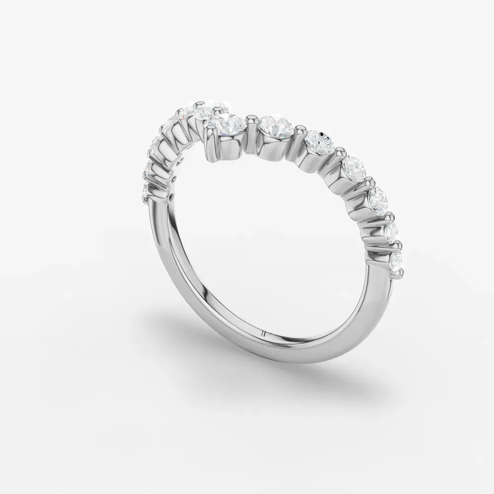 Curved, Stackable, Pave Lab Diamond Ring (0.5 CTW) in 14K White Gold-Soty