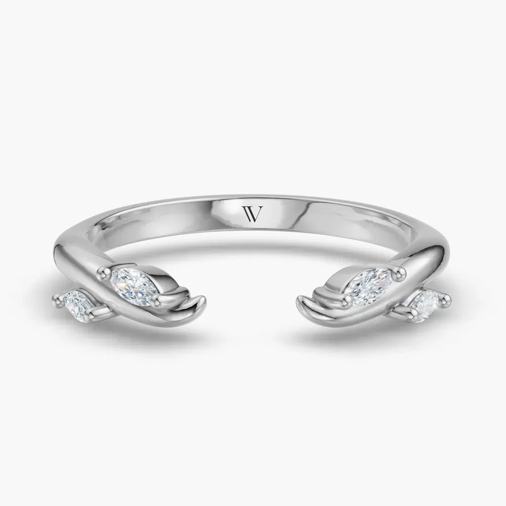 Open, Nature inspired, Stackable Lab Diamond Ring (0.09 CTW) in 14K White Gold-Grel
