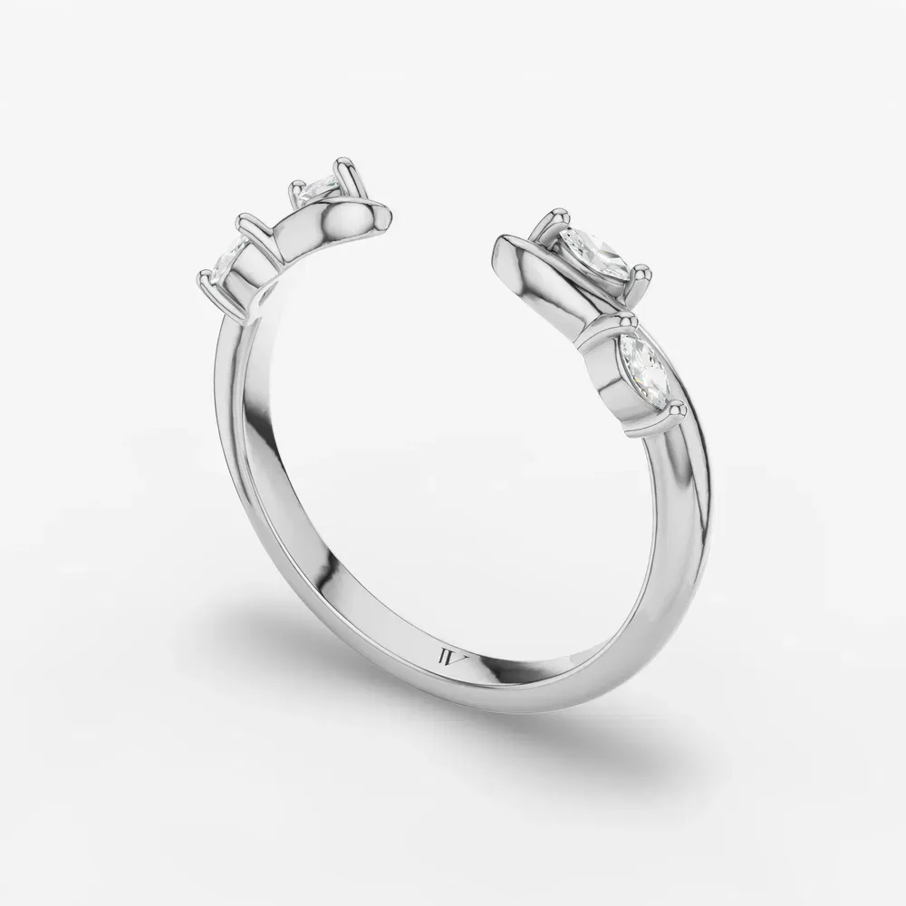 Open, Nature inspired, Stackable Lab Diamond Ring (0.09 CTW) in 14K White Gold-Grel