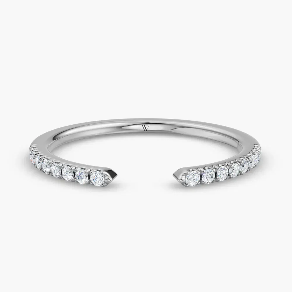 Open, Stackable, Pave Lab Diamond Ring (0.1 CTW) in 14K White Gold-Doxl