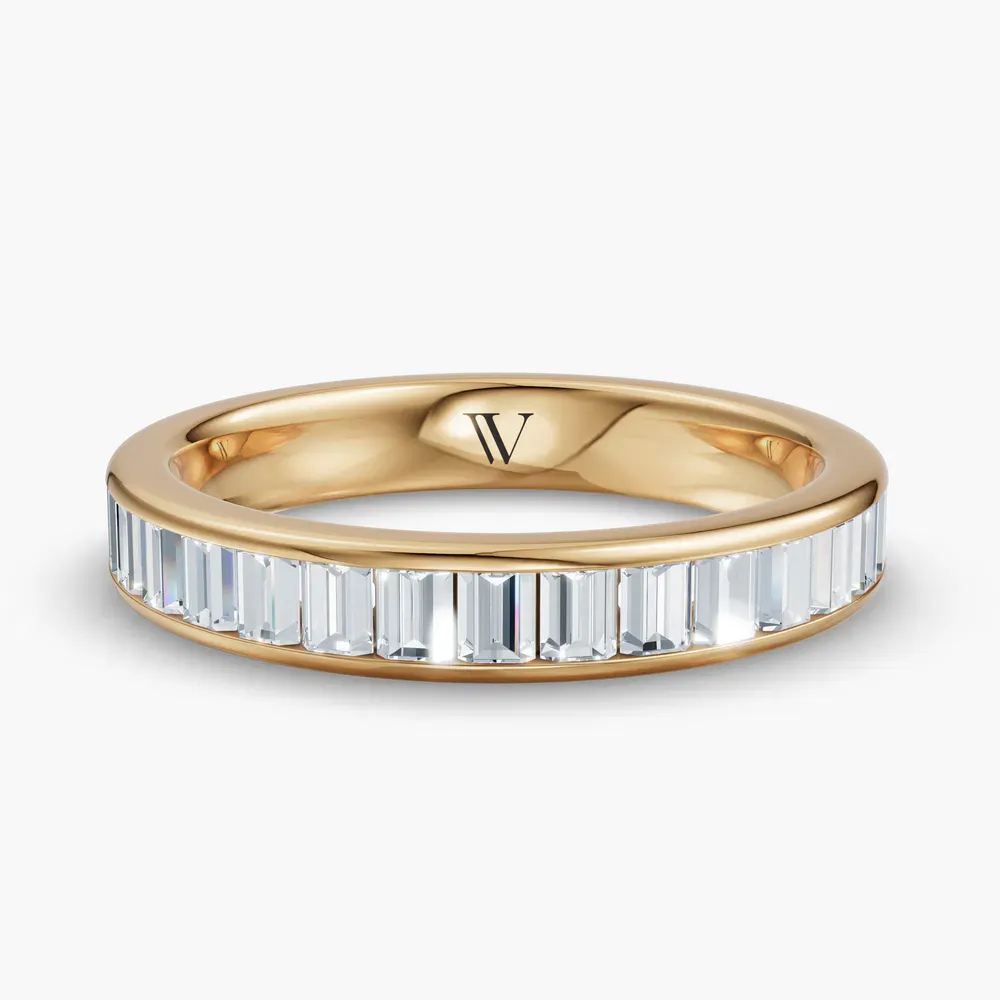 Channel set, Baguette, Stackable Lab Diamond Ring (1.1 CTW) in 14K Yellow Gold-Qexoli