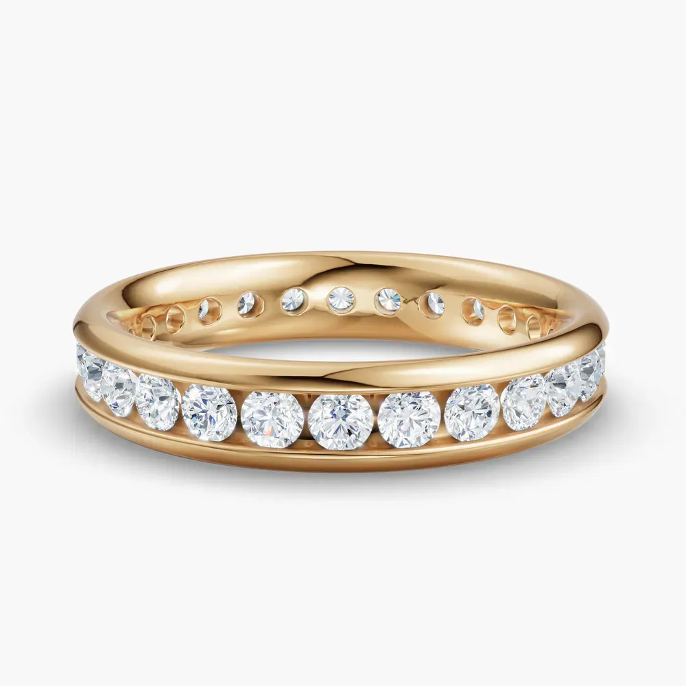 Channel set, Stackable, Simple Lab Diamond Ring (1 CTW) in 14K Yellow Gold-Zevlo