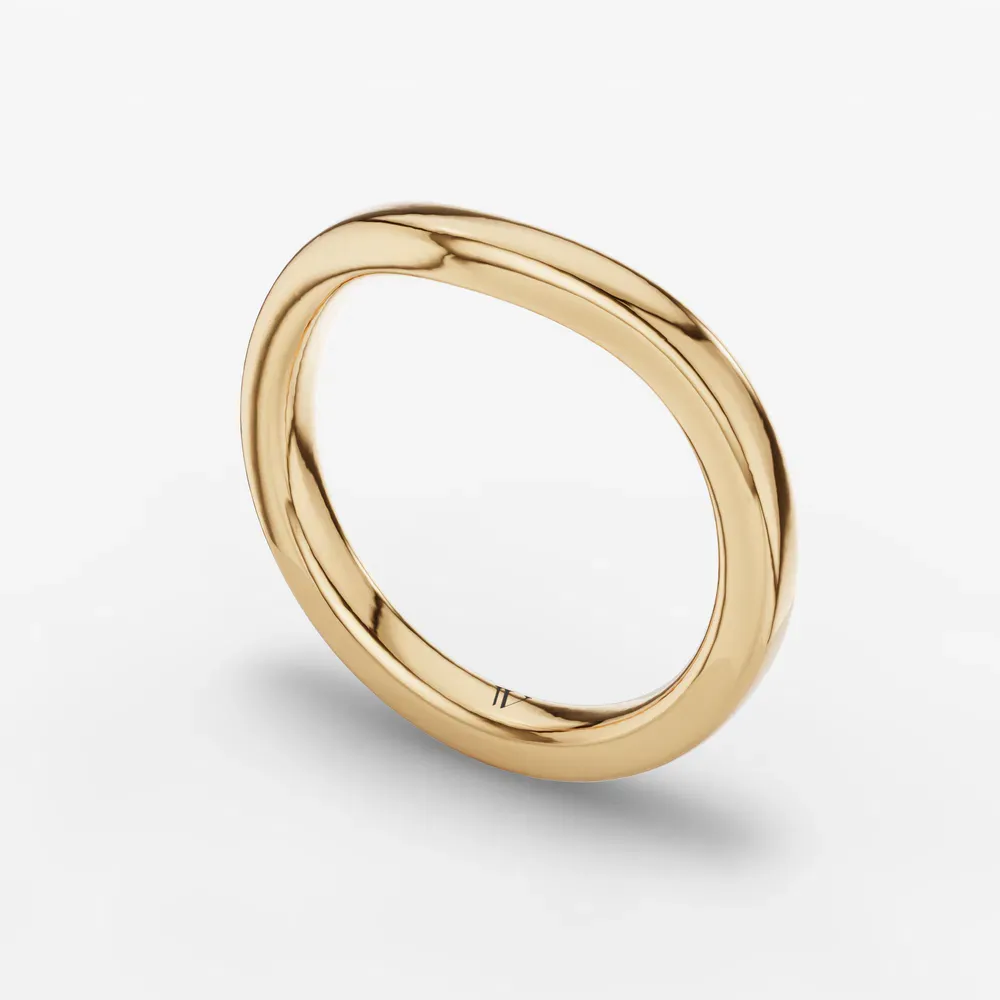 2.5mm Plain metal, Curved, Classic Wedding Ring in 14K Yellow Gold-Fovin