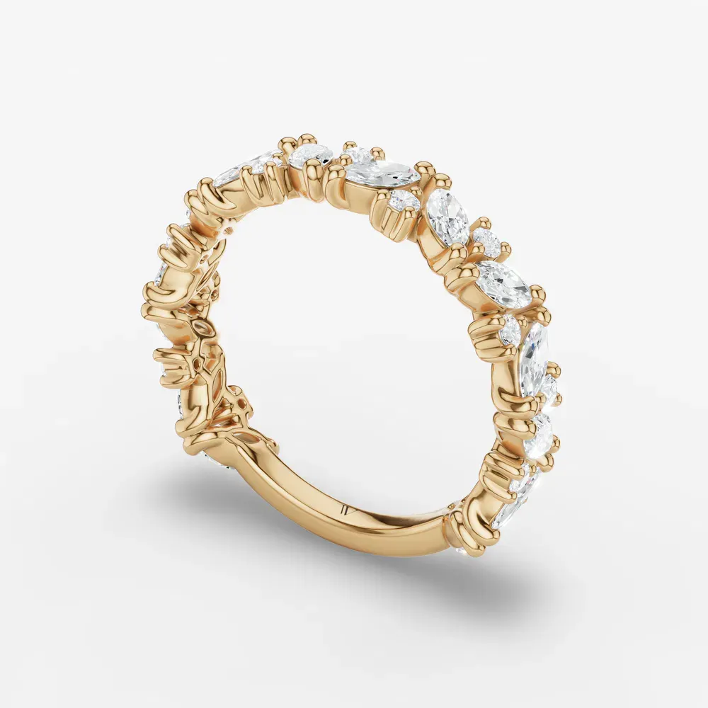 Nature inspired, Stackable, Vintage Lab Diamond Ring (0.9 CTW) in 14K Yellow Gold-Ruxven